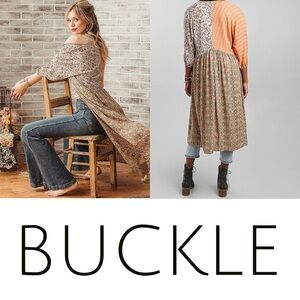 Gimmicks by Buckle Patchwork Feminine Hippie Boho Duster Kimono Cardigan Small